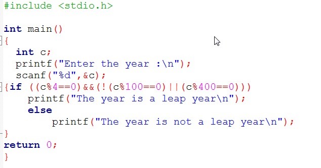 To check a year is leap or not in C ~ Computer Languages (clcoding)