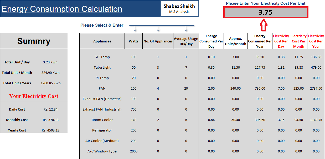 1. Electricity Bill Calculator Template In excel format Get 2