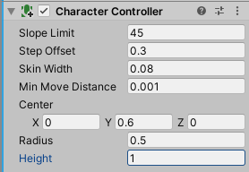 Changing the Character Controller Settings