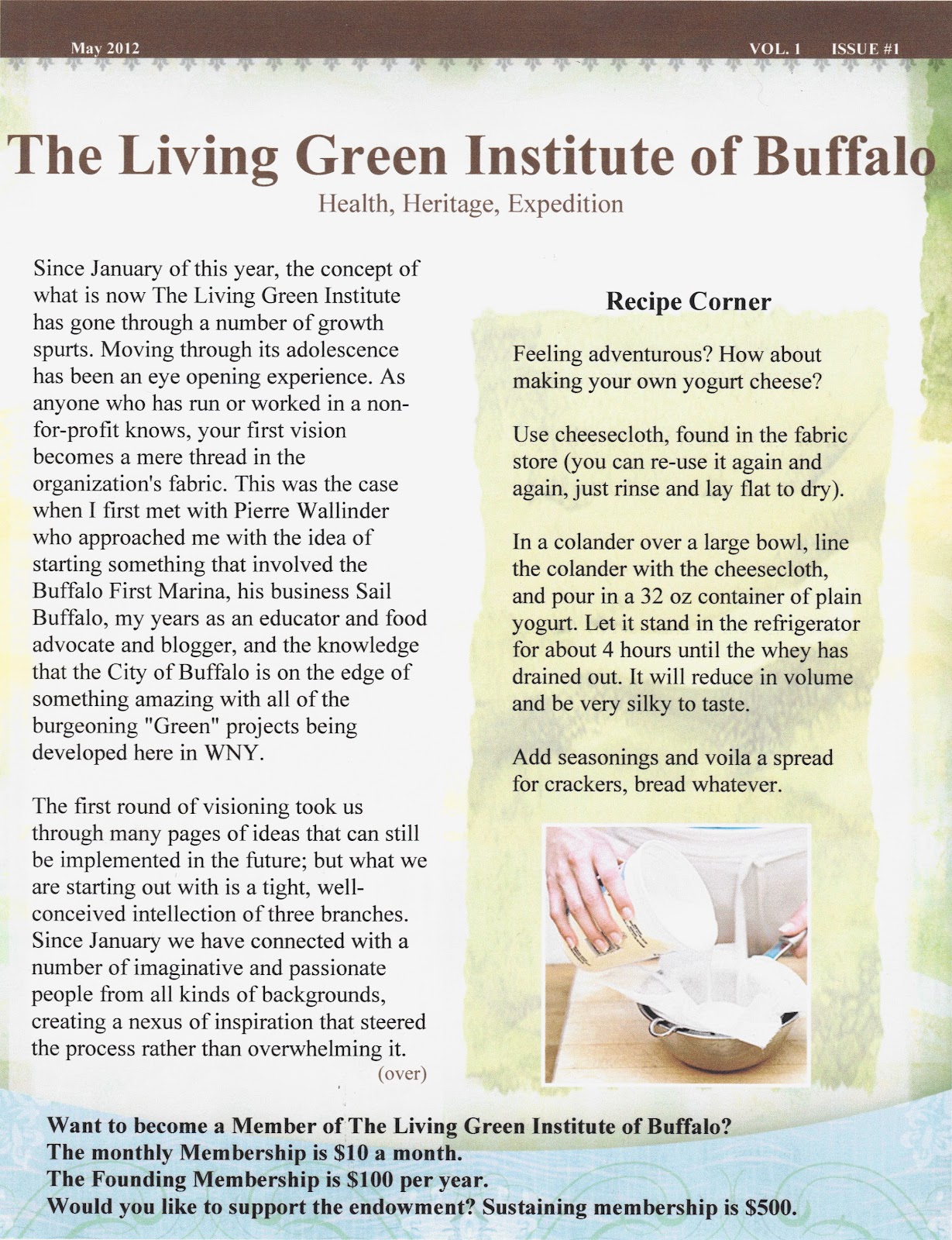The Living Green Institute Of Buffalo Our First Newsletter An 