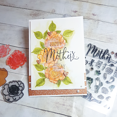 Polkadoodles Spring Rose transitional layering stamps by Lou Sims