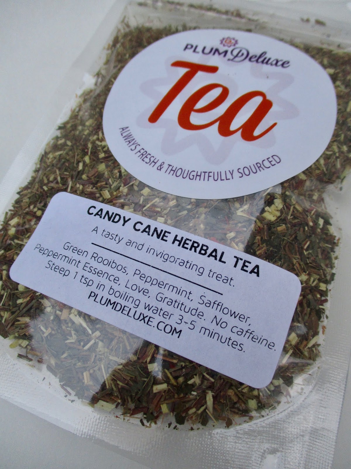 Tea With Friends Candy Cane Herbal Tea from Plum Deluxe