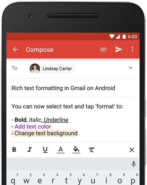 Gmail: Αναβάθμιση για συσκευές Android με προσθήκη Rich Text Formatting