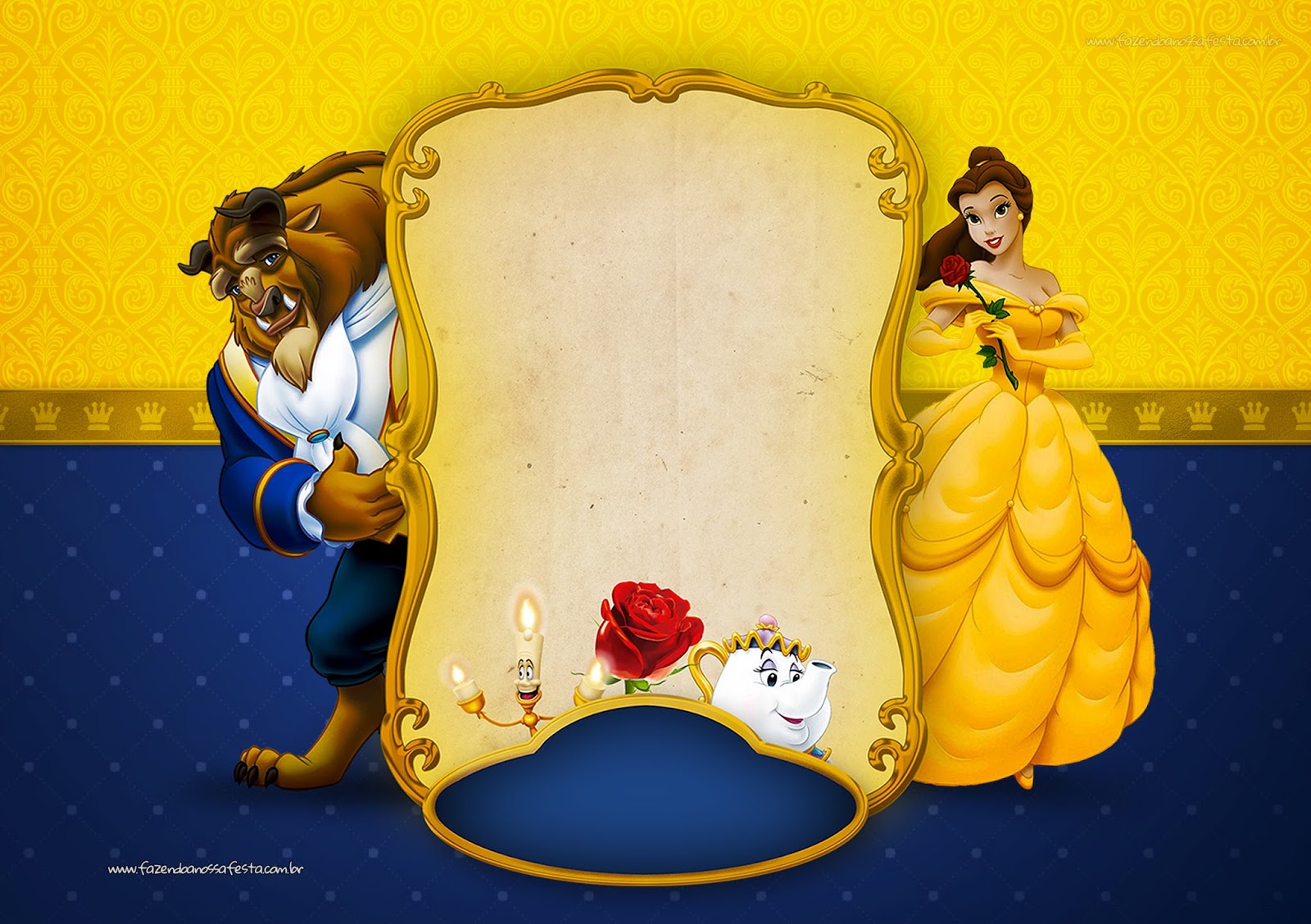 Beauty and the Beast Party Free Printable Invitations. Oh My Fiesta