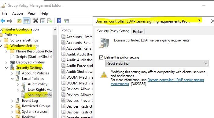 Как включить подписывание LDAP на Windows Server и клиентских машинах