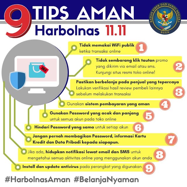 9 Tips aman HARBOLNAS 11.11 dari BSSN