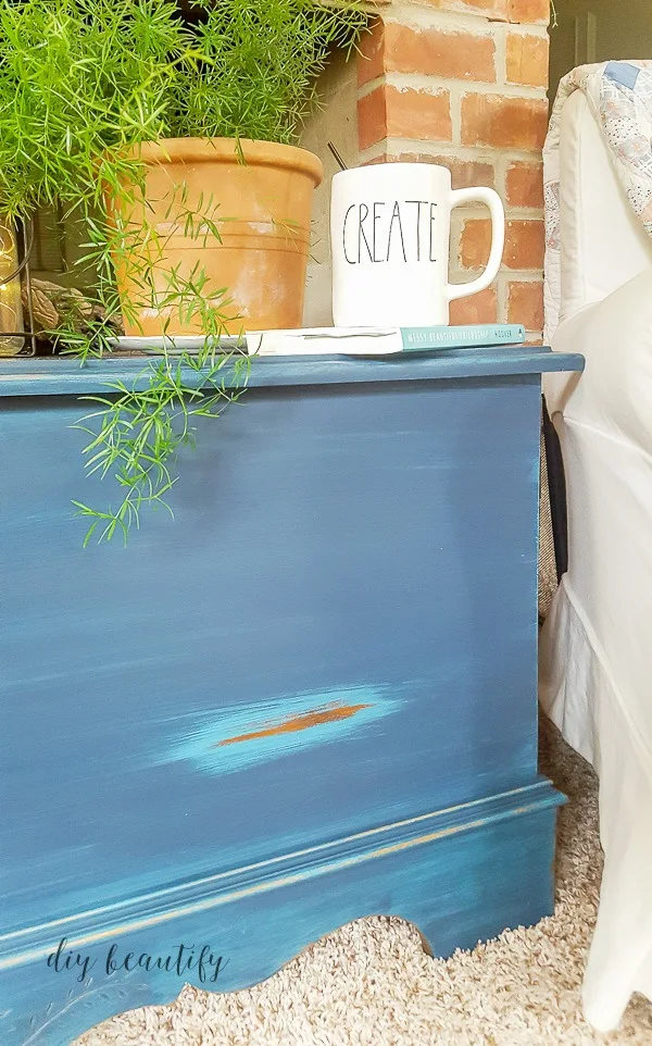 blue trunk with DIY glaze