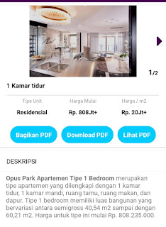 1 bed room Opus Park 0812 8969 2251