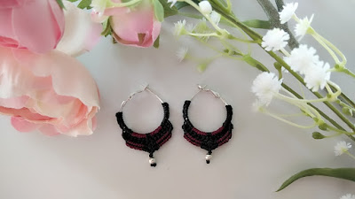 Pendientes en macramé, aros, aretes, Earrings, hoops, earrings in macramé by #AdrianaAbril