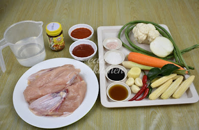 Bahan bahan untuk masak resepi ayam masak paprik ala thai