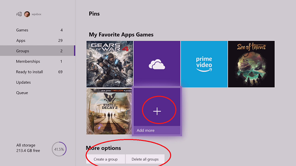 Cómo agrupar aplicaciones y juegos en Xbox One
