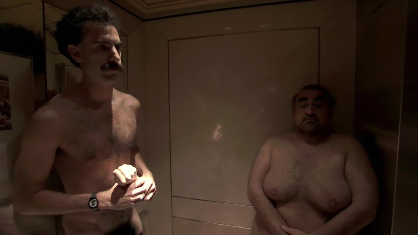 Sacha Baron Cohen and Ken Davitian nude in Borat.