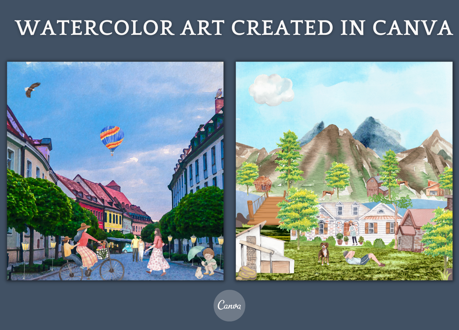 How to Create Watercolor Art designs in Canva ?