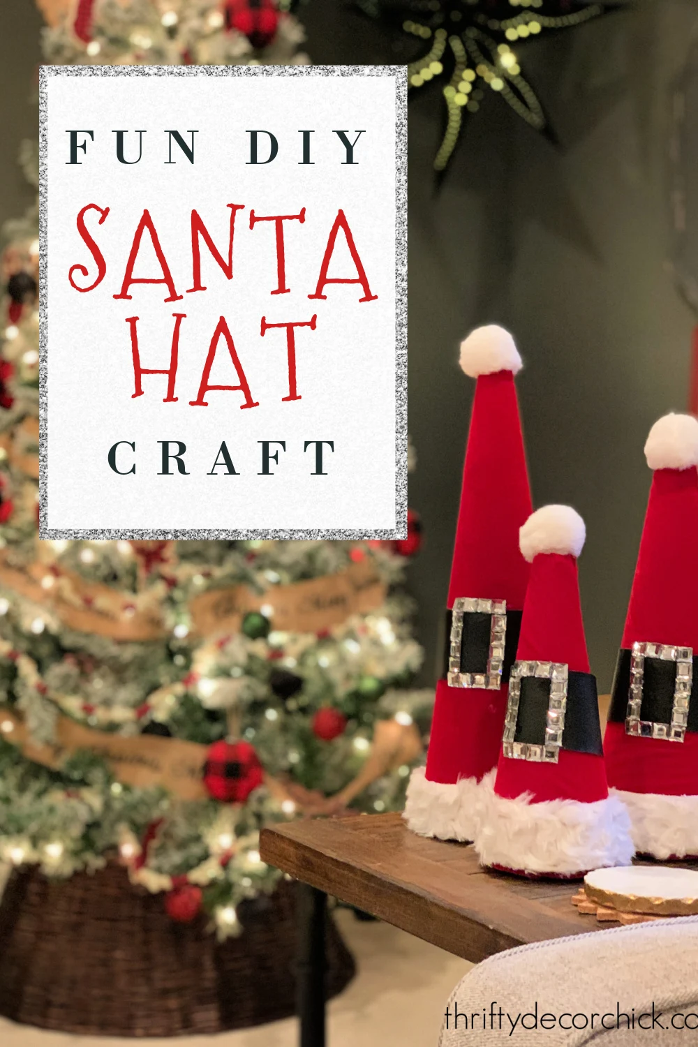 DIY Santa Hat Craft With Foam Cones, Thrifty Decor Chick