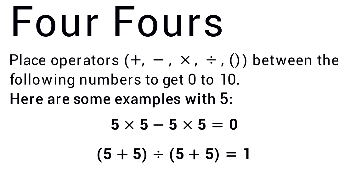 Puzzles and Figures: Four Fours