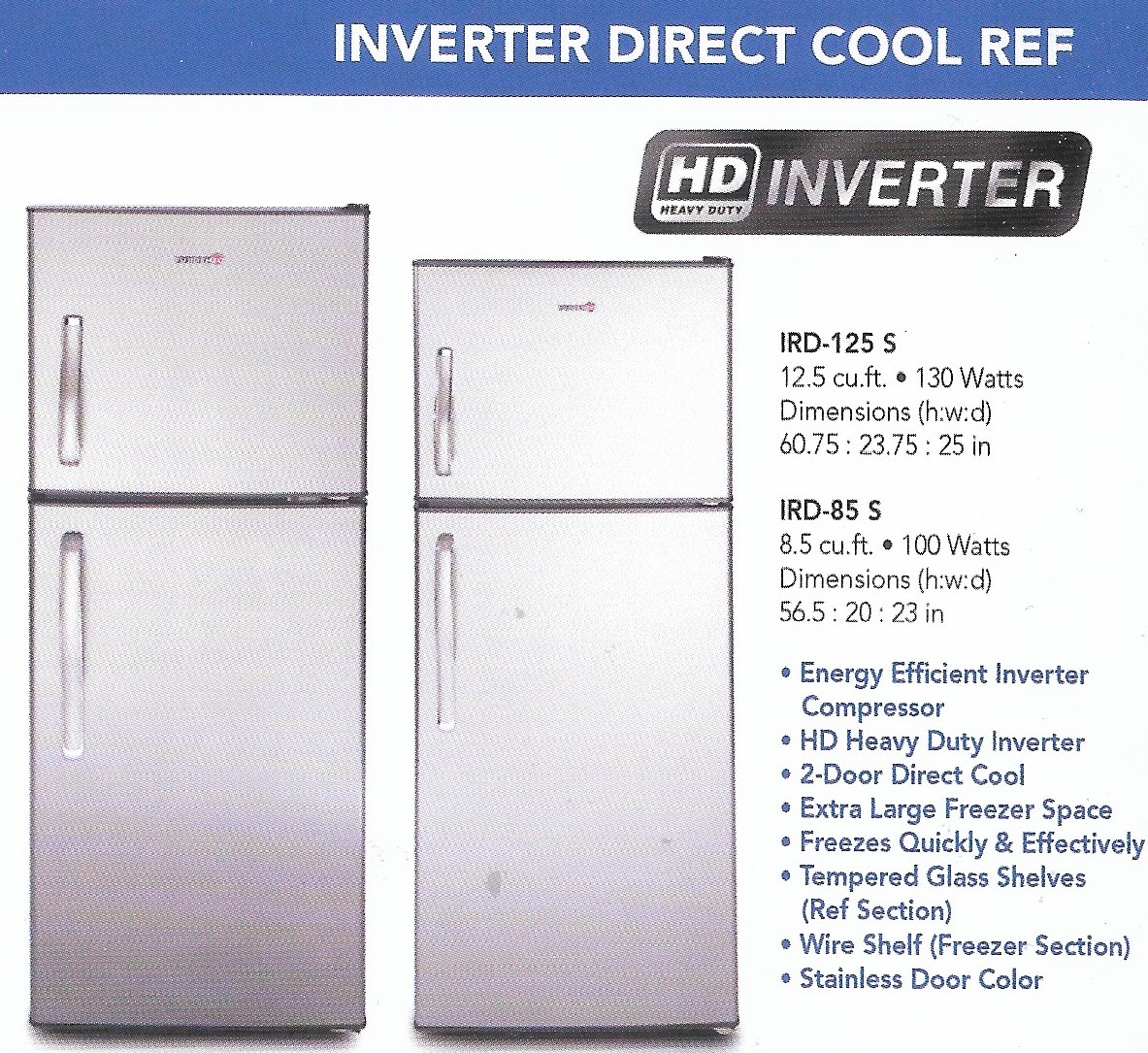 FUJIDENZO TWO DOOR REFRIGERATOR INVERTER