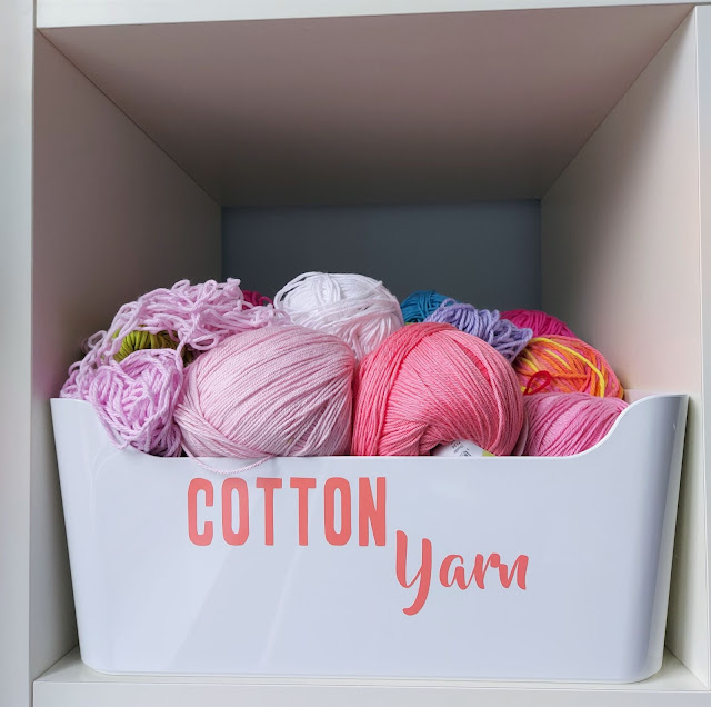 Organise your craft stash using the Cricut Joy to make pretty labels for storage tubs