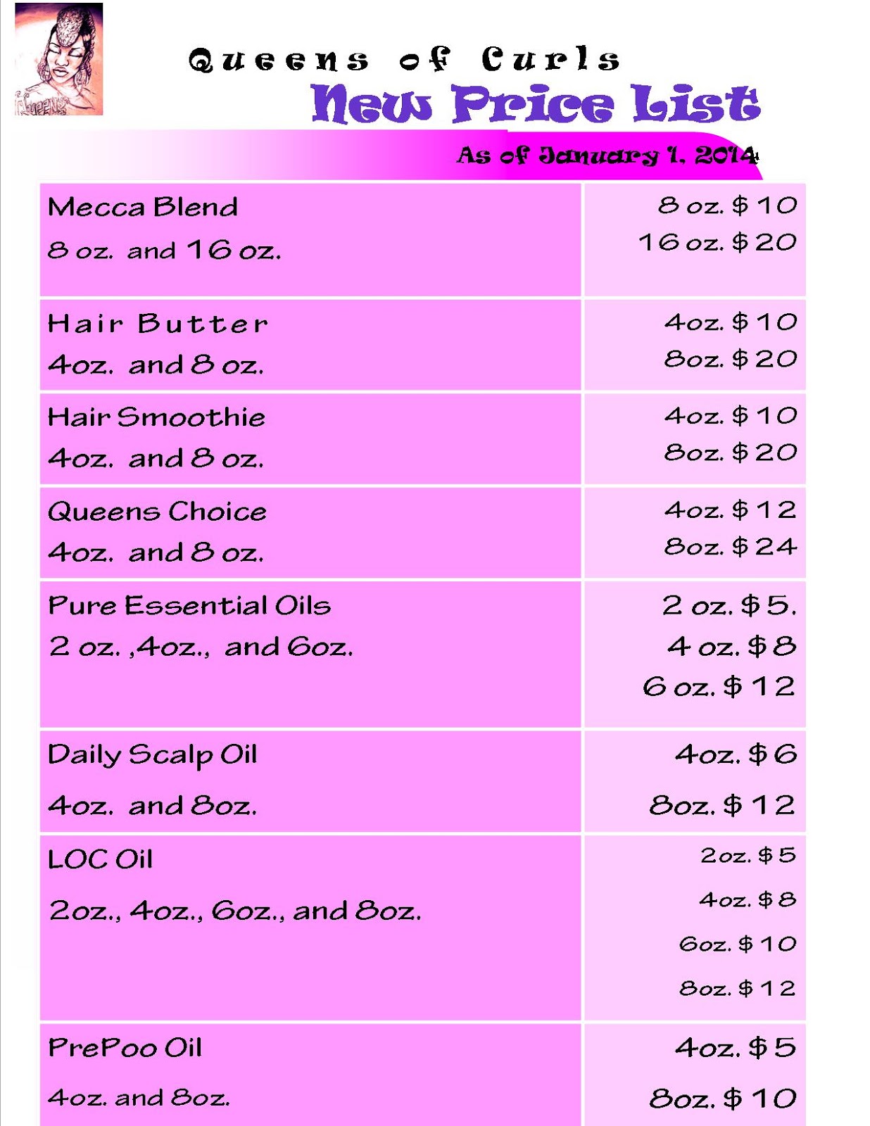 Queens of Curls Natural Hair Care ORDER and S&H INFO...