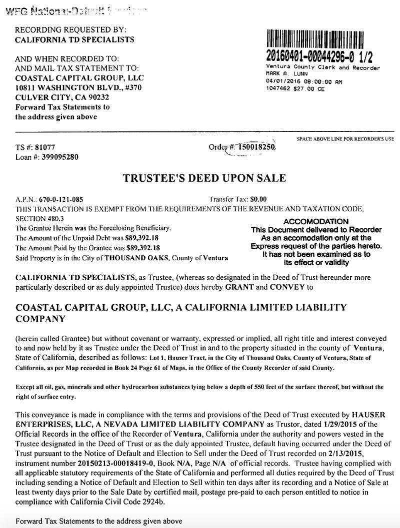 Who Has Hank and Helen's Home? The Trustee's Deed Upon Sale