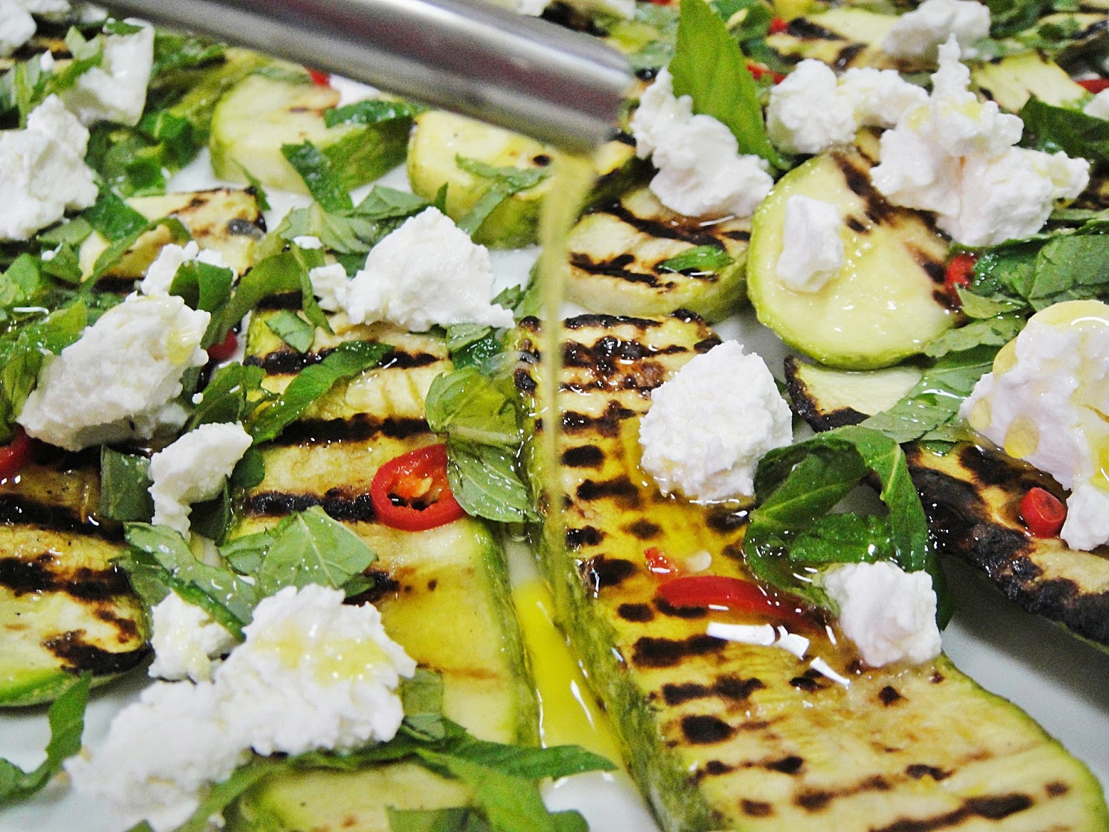 Maryam's Culinary Wonders 1092. Grilled Courgette, Mint, and Feta Salad
