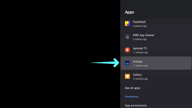 click on hotstar app hotstar app in mi android tv