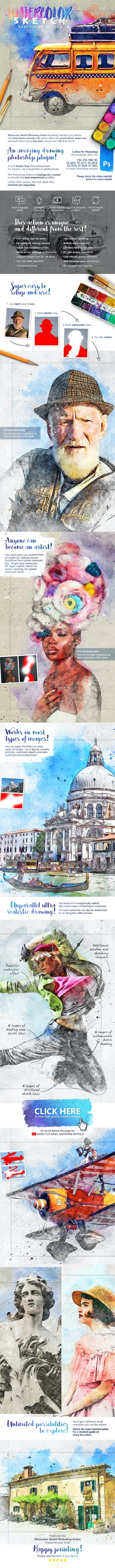 GraphicRiver - Watercolor Sketch Photoshop Action 32350586 2 image preview watercolor sketch