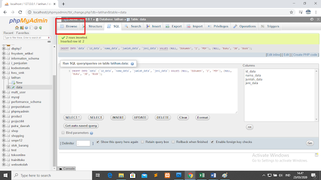 Input, Edit dan Hapus Data Kedalam Table dengan Phpmyadmin