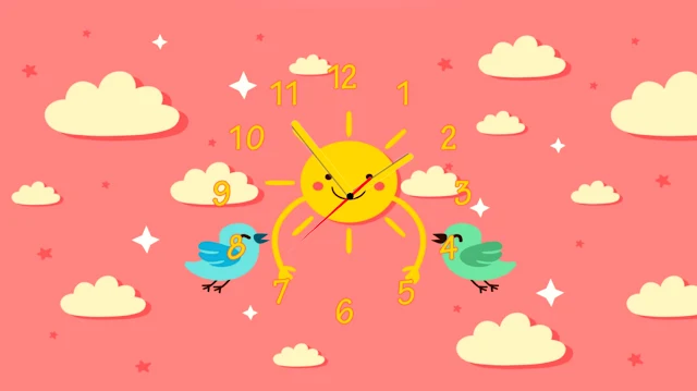 Free download Happy Day Clock animated screensaver screensaver with happy sun, birds and clouds!