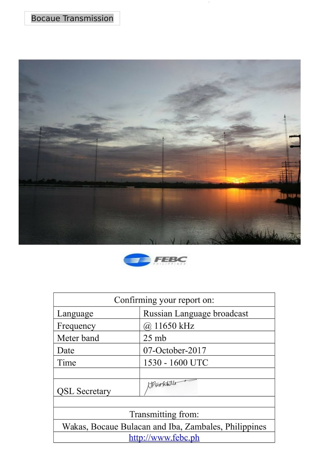 SOUTH EAST ASIA DXING FEBC Radio Teos