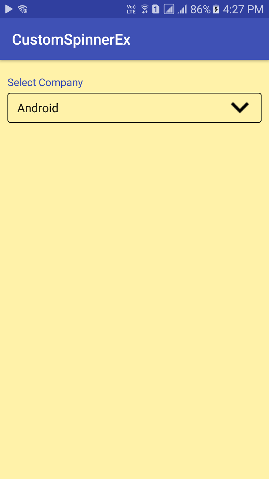 Android Development Tutorials Spinner example using