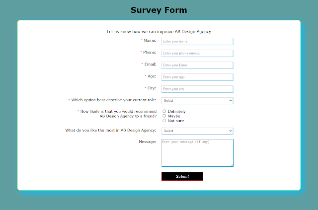 Create survey form using html and css only