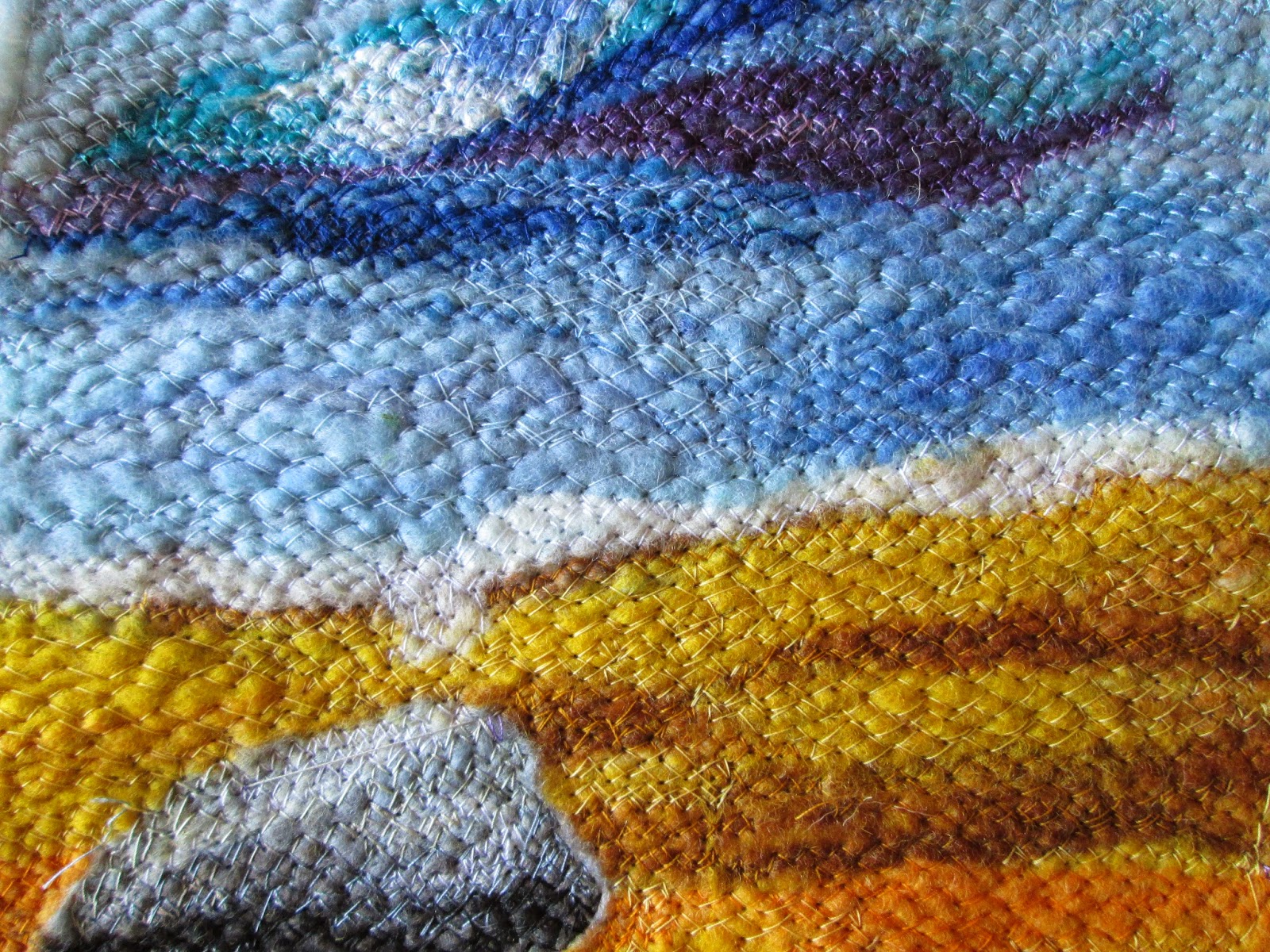 sue forey fibre art free machine stitching on felt.