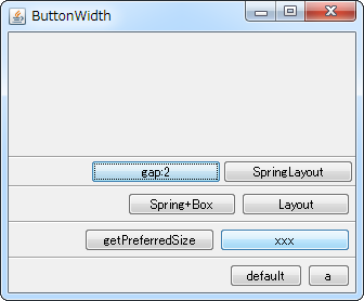 Java Swing Tips: fixed width JButtons in bottom right corner of the JPanel