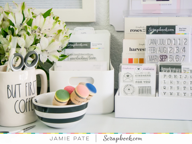 Work Space Wednesday | Five Ways to Organize Scrapbook Supplies by Jamie Pate