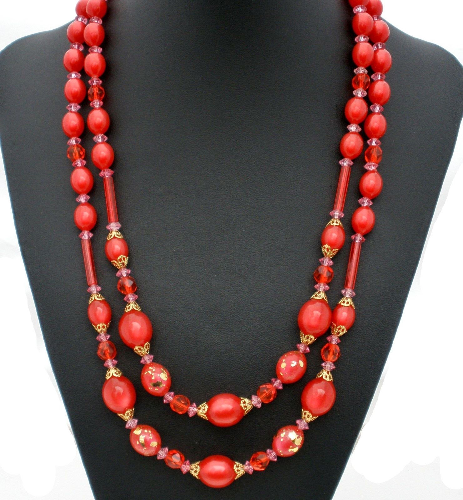 The Jewelry Lady's Store: Colorful Moonglow Bead Necklace, Hot Pink ...