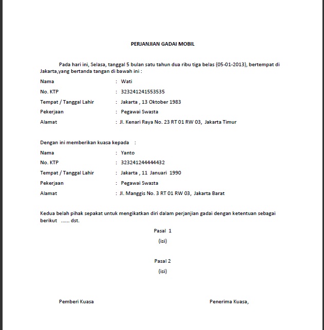 Contoh Surat Perjanjian Kredit Hp Mosaicone