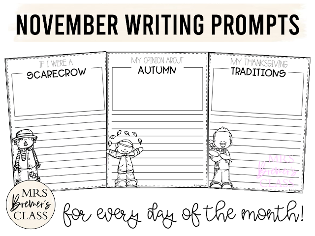 November Writing Prompt Templates | For Daily Journals or the Writing ...