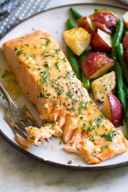 BAKED SALMON WITH BUTTERY MUSTARD SAUCE | Sahara's Cooking