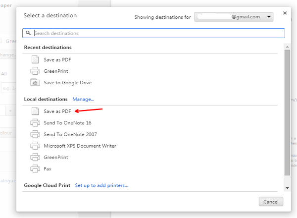 Советы и рекомендации по Chrome, выберите «Сохранить как PDF».