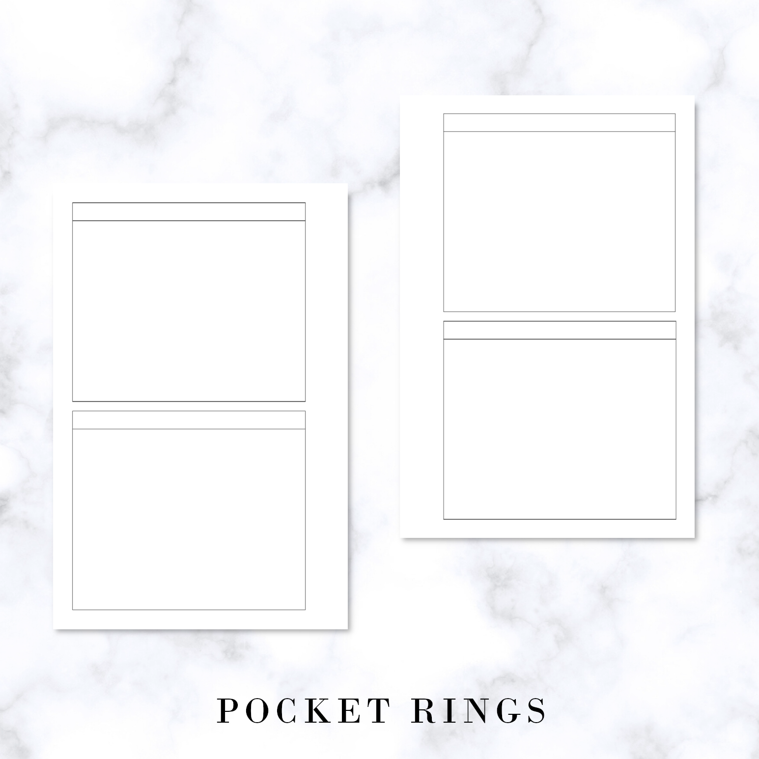 Pocket Rings: Two Horizontal Boxes - Blank - Planner Printables