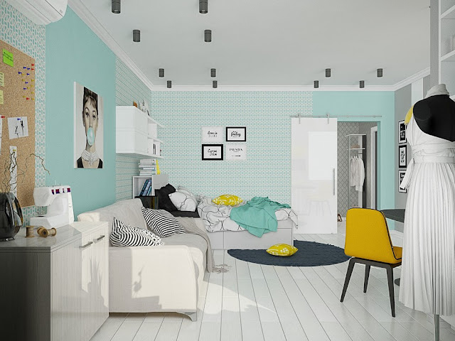 Blog Achados de Decoração. Pequeno apartamento detalhes lindos, turquesa e amarelo Blog Achados de Decoração. Pequeno apartamento detalhes lindos, turquesa e amarelo