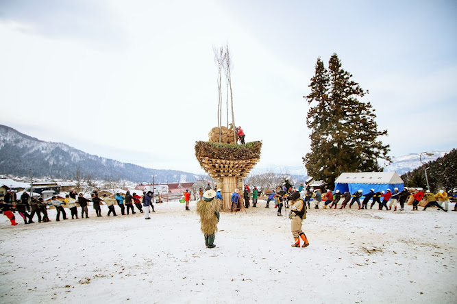 Villagers preparing the Fire Festival shrine