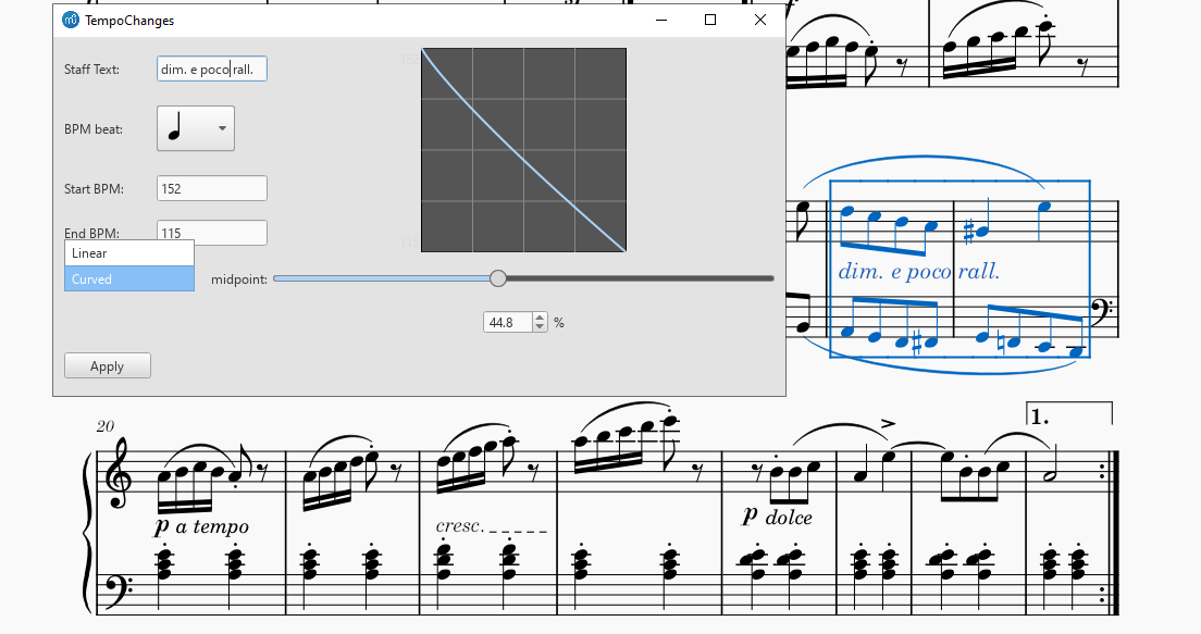 Cómo crear alteraciones graduales de tempo MuseScore 3