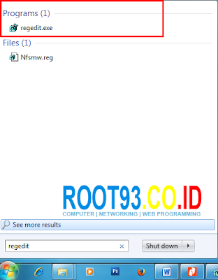 memanggil regedit
