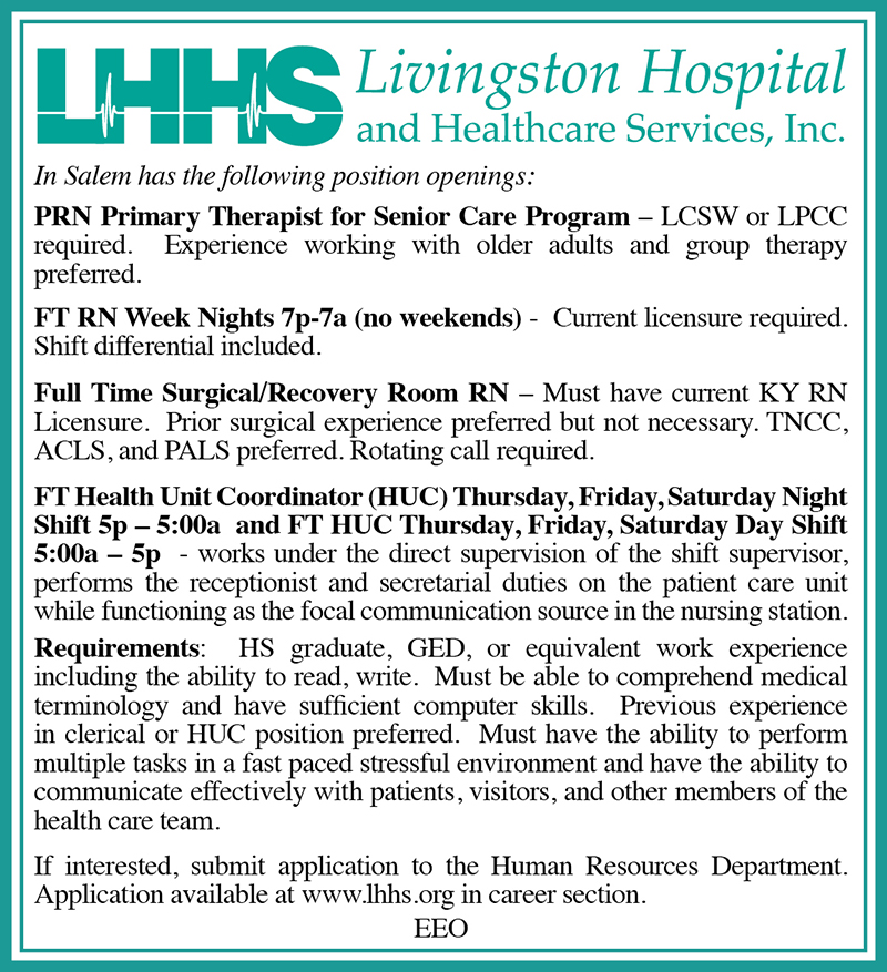 The Press Online Livingston Hospital has job openings