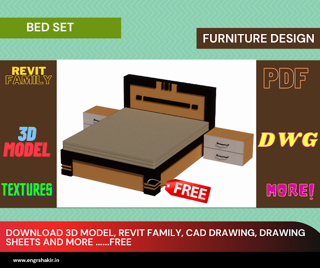 Bed Set Type-2 | Furniture Design | free download