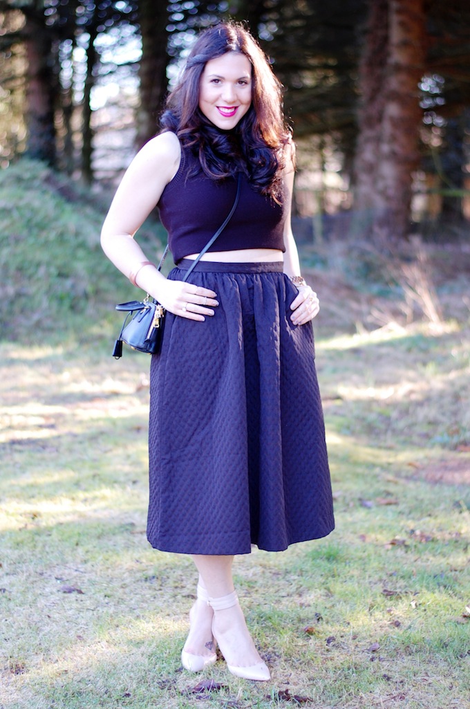 Crop top and midi skirt outfit Covet and Acquire