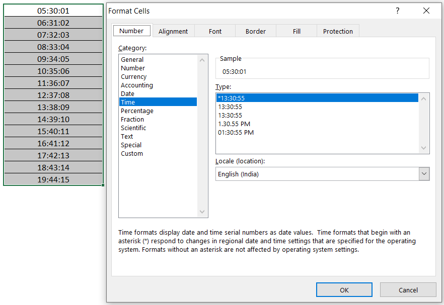 Time Format in Excel