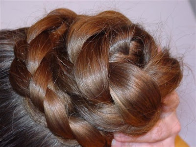 very long hair braided bun