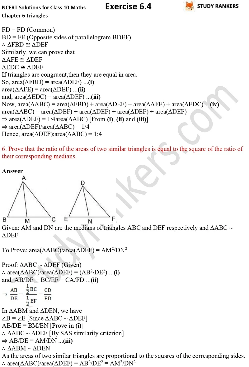 NCERT Solutions for Class 10 Maths Chapter 6 Triangles Exercise 6.4 Part 4